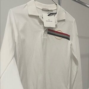 Moncler White Polo with Red and Blue Accents